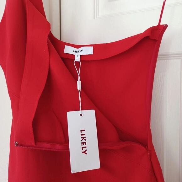 LIKELY Maisey One Shoulder Mini Dress Red 0/XXS/XS NWT - Picture 4 of 8